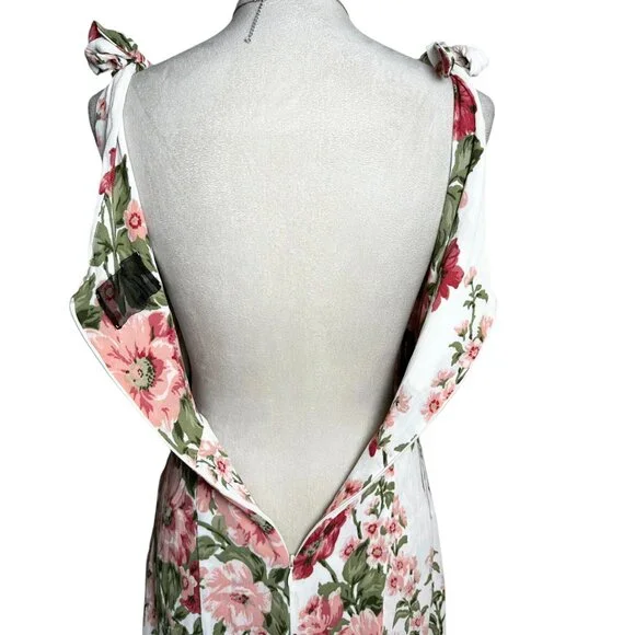 Reformation Floral Cottage Spring Mini Dress 8 | Tie Strap Garden Party Romantic - Picture 6 of 8